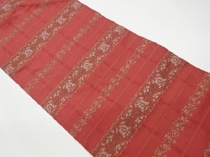 リサイクル　横段に抽象花模様織出し名古屋帯